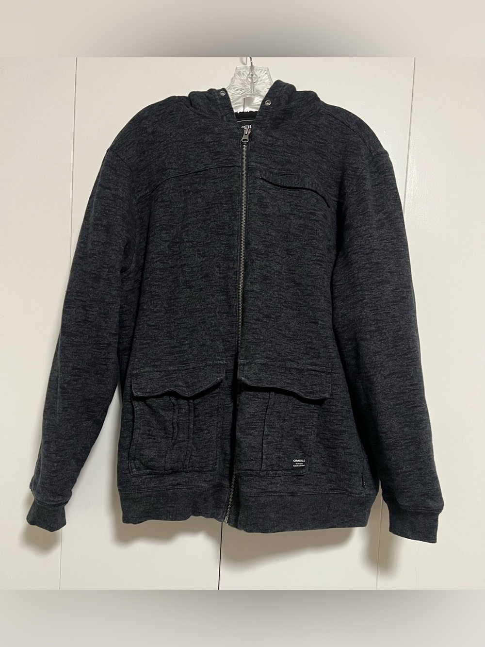 O'Neill Men's Dark Charcoal Zip-Up sherpa Lined Hoodie Fleece Jacket XL